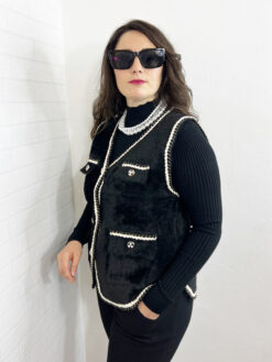 GILET FLUFFY CON PASSAMANERIA
